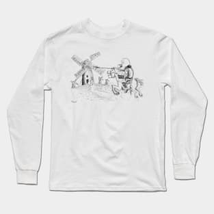 Don Quixote fighting windmills Long Sleeve T-Shirt